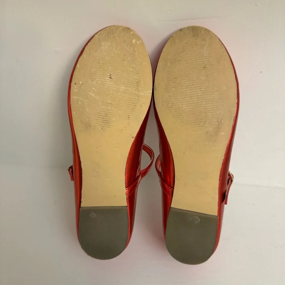 Crewcuts Red Metallic Mary Jane Ballet Flats Girls Size 3